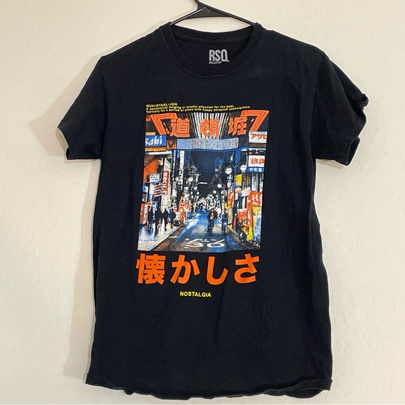 RDQ T-Shirt Small Nostalgia Black Crew Neck 100% Cotton City Tee Top - Picture 1 of 4